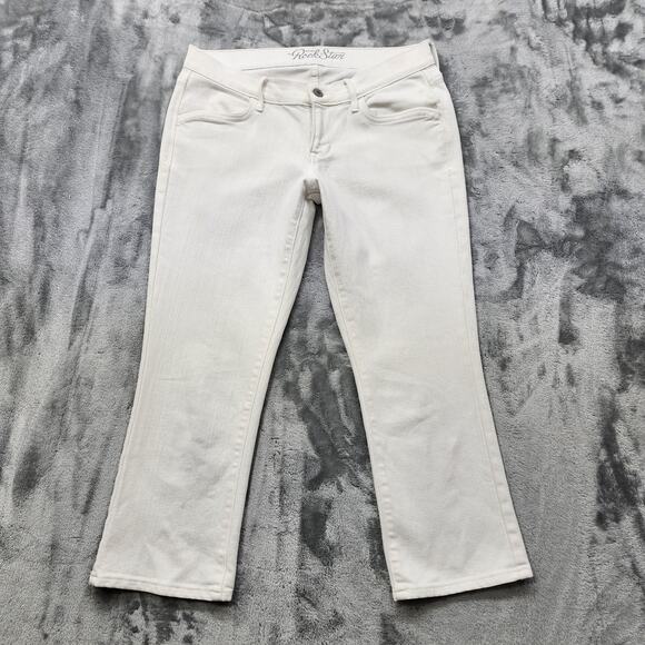 Old Navy Denim - Old Navy Jeans Womens 10 White Rockstar Low Rise Capri Stretch Denim Casual